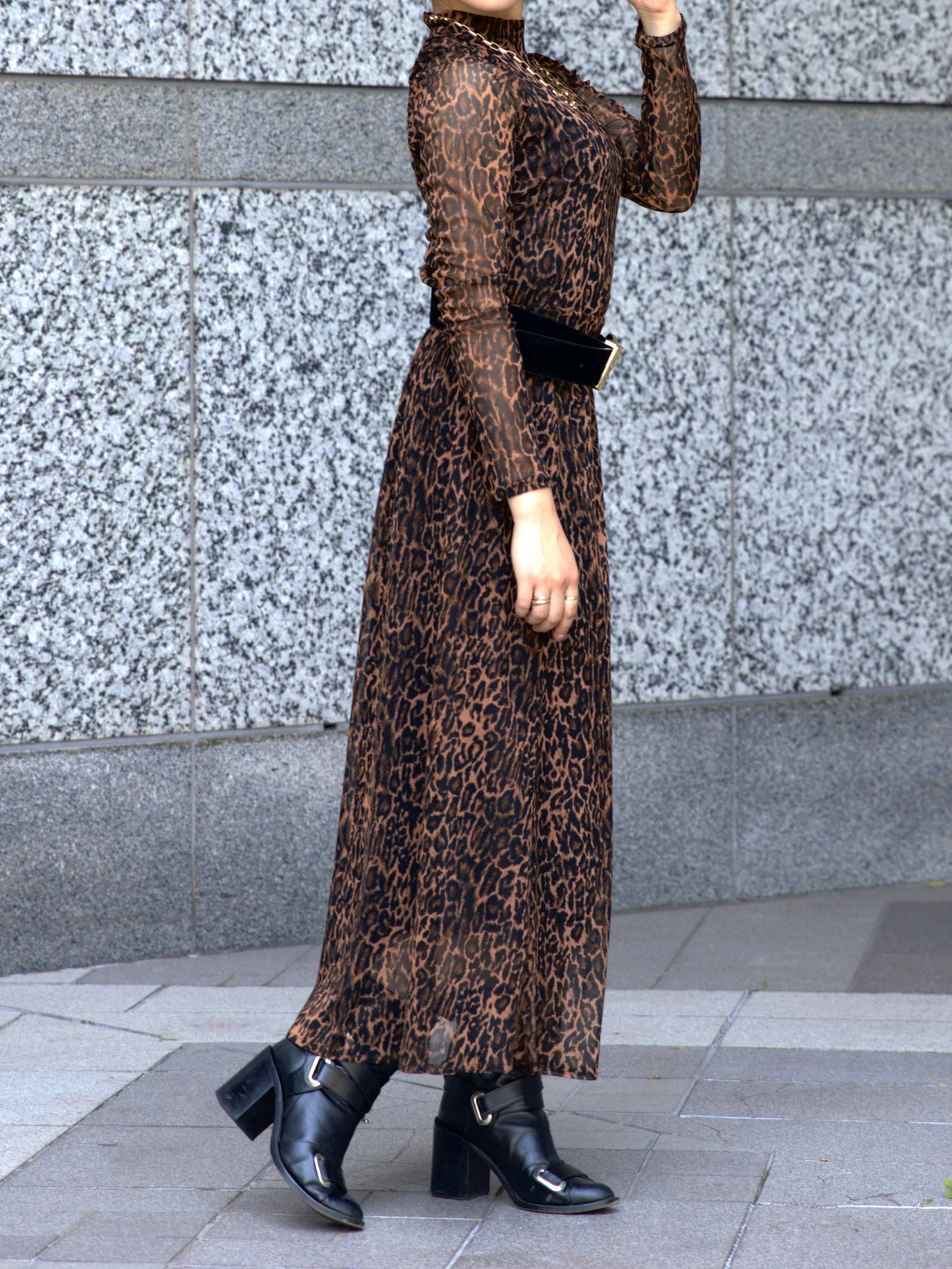 Leopard power long skirt