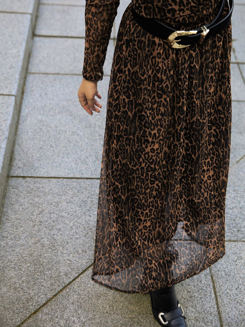 Leopard power long skirt